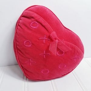 Hallmark Red Plush Heart Pillow XOXO Embroidered Gift Decor w/ Ribbon & Pocket